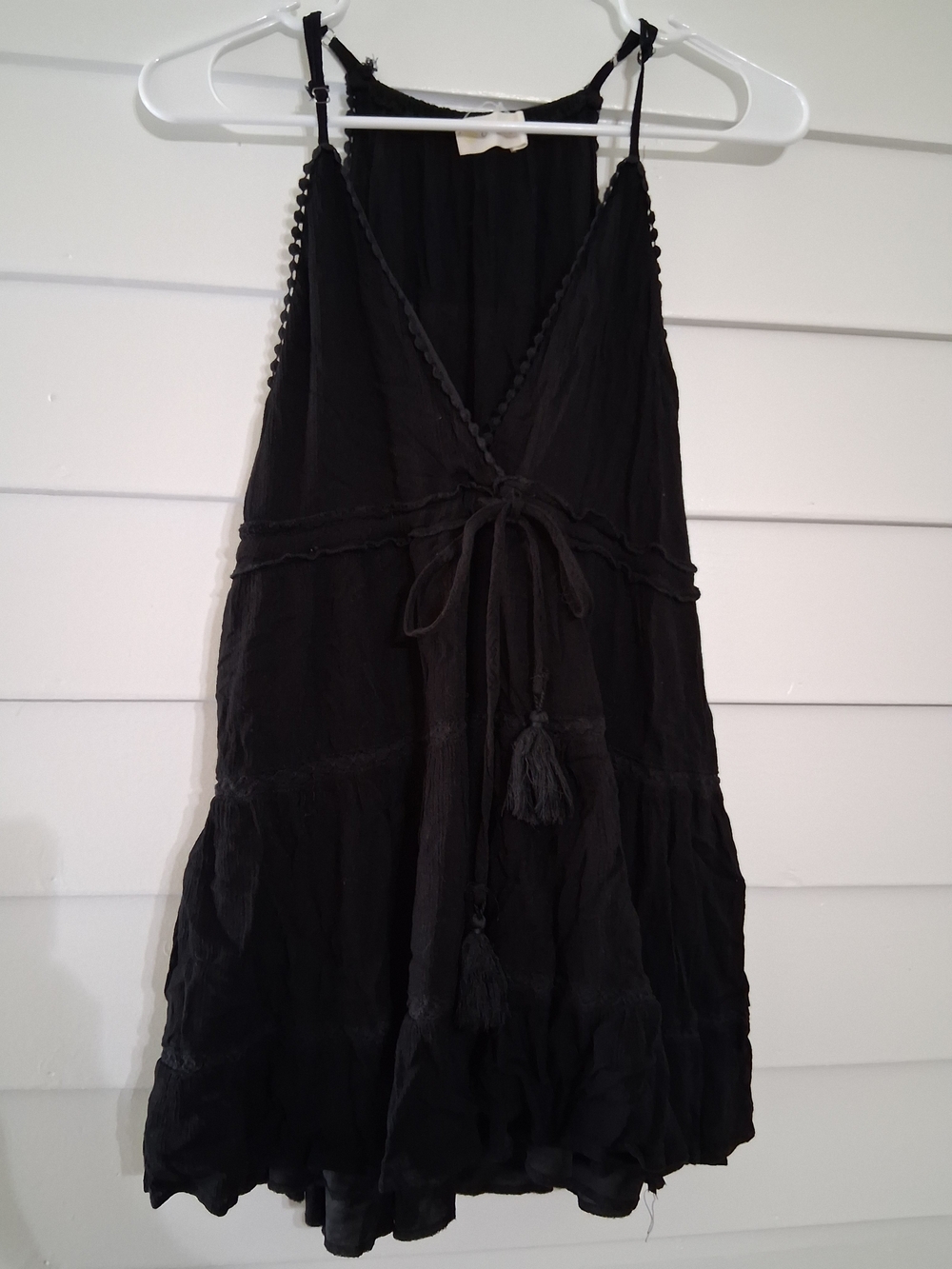 Ocean Drive Black Tie-Front Mini Dress